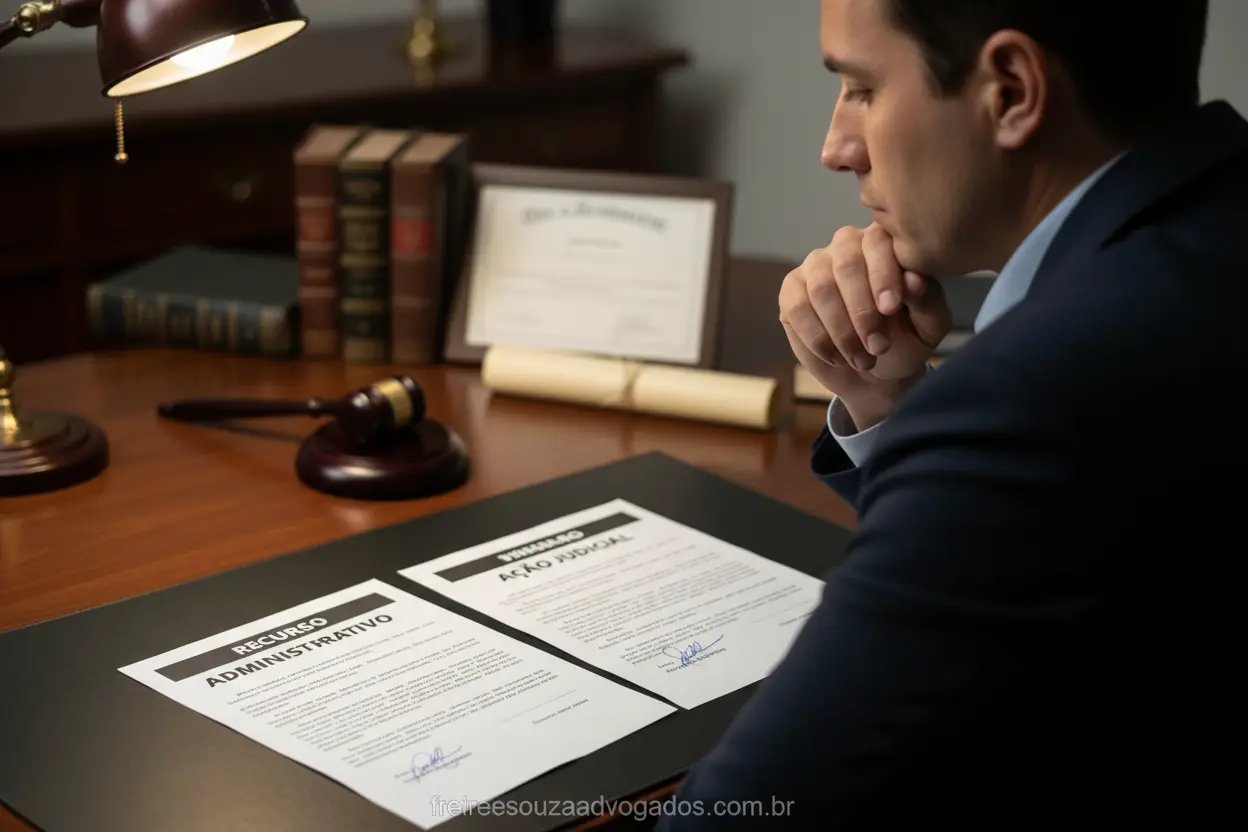 Decisão entre recurso administrativo ou ação judicial para benefício previdenciário.